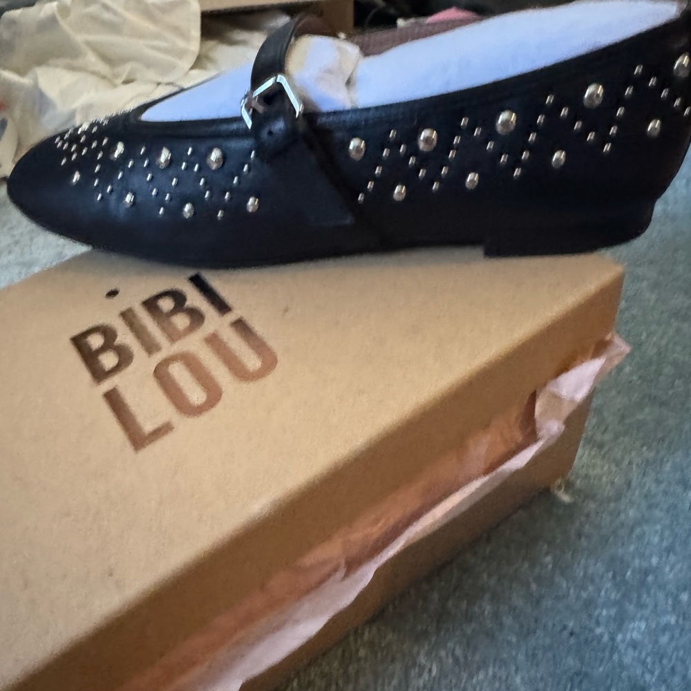 Anthropology Bibi Lou Studded Leather Mary Jane Flats size 10 - Picture 6 of 7